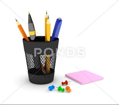 Glass with pencils Stock Illustration