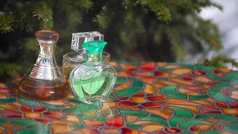Glass perfume bottle spring Stock Footage 87204872