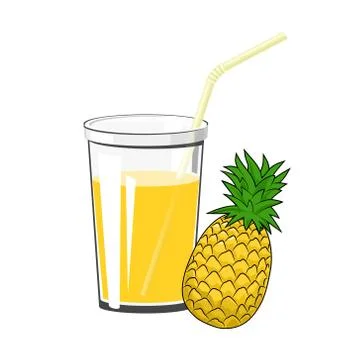 Glass of Pineapple Juice 스톡 일러스트