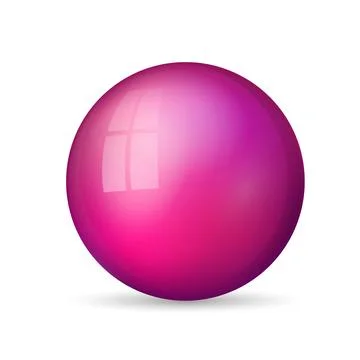 Glass pink ball or precious pearl. Glossy realistic ball, 3D abstract vector Stock Illustration