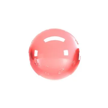 Glass pink bubble close up isolated on white background, 3d render. Illustrazione stock