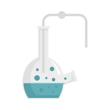Glass pipe flask icon flat isolated 스톡 일러스트