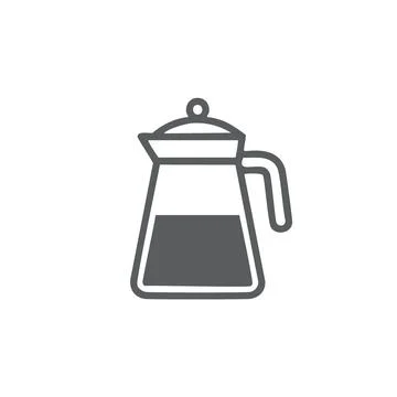 Glass pitcher with handle. Simple line drawing icon depicting a glass pitch.. Stock Illustration