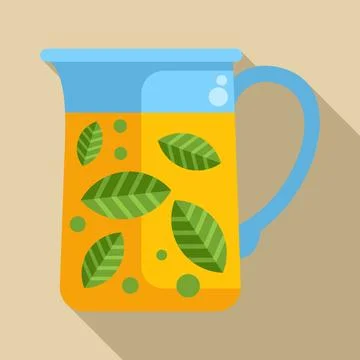 Glass pitcher holding refreshing iced mint tea drink Stock Illustration