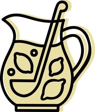 Glass pitcher of lemonade with straw icon Stock Illustration