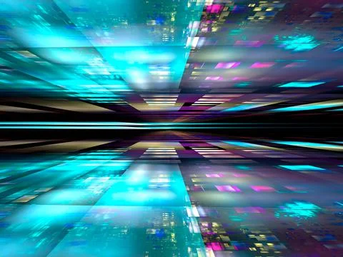 Glass planes with perspective effect - abstract 3d illustration Stock Illustration