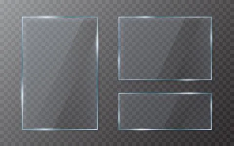 Glass plate set on transparent backdrop. Isolated glass and shadow collection Stock Illustration