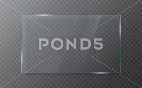 Glass plate on transparent background. Realistic glass with shadow. 3D window Stock Illustration