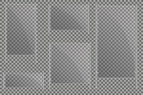 Glass plates are installed. Vector glass banners on a transparent background Stock Illustration