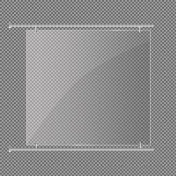 Glass plates are installed. Vector glass banners on a transparent background Illustration