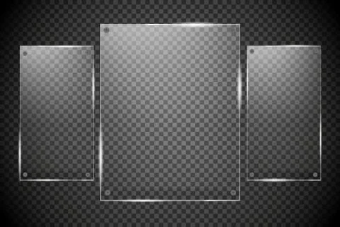 Glass plates are installed. Vector glass banners on a transparent background. Stock-Illustration