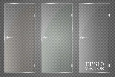 Glass plates are installed. Vector glass banners on a transparent background. Stock Illustration