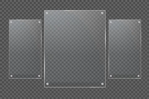 Glass plates are installed. Vector glass banners on a transparent background. Stock-Illustration