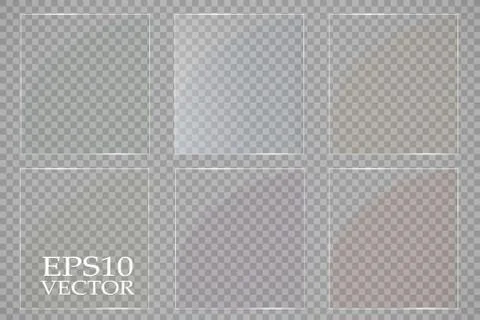 Glass plates are installed. Vector glass banners on a transparent background. Stock-Illustration
