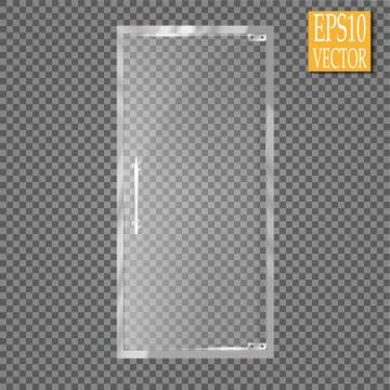 Glass plates are installed. Vector glass banners on a transparent background. Stock Illustration
