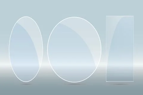 Glass plates are installed. Vector glass banners on a transparent background Stock Illustration