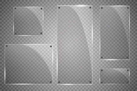 Glass plates are installed. Vector glass banners on a transparent background Stock-Illustration