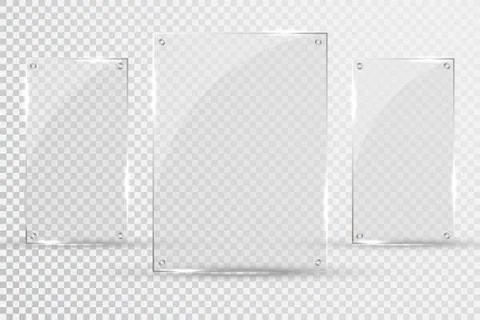 Glass plates are installed. Vector glass banners on a transparent background. Stockillustratie