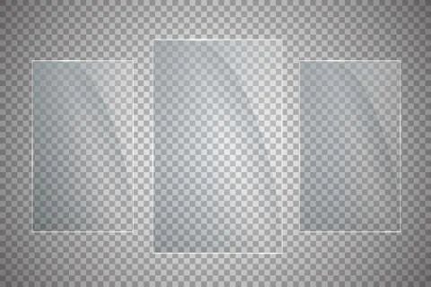 Glass plates are installed. Vector glass banners on a transparent background Stock Illustration