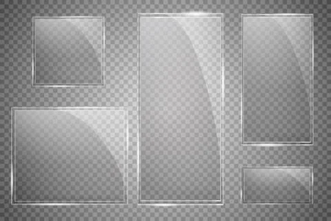 Glass plates are installed. Vector glass banners on a transparent background イラスト素材