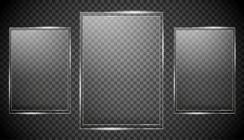 Glass plates are installed. Vector glass banners on a transparent background イラスト素材