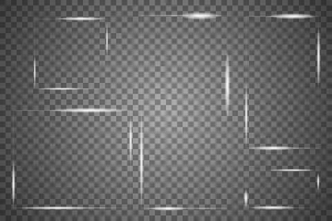 Glass plates are installed. Vector glass banners on a transparent background Illustrazione stock