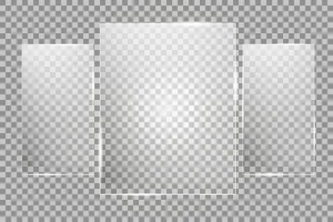 Glass plates are installed. Vector glass banners on a transparent background Illustrazione stock