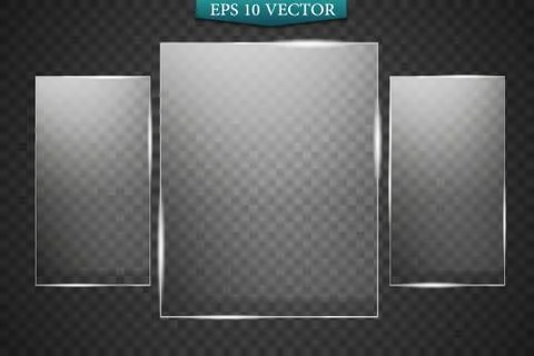 Glass plates are installed. Vector glass banners on a transparent background Stock-Illustration