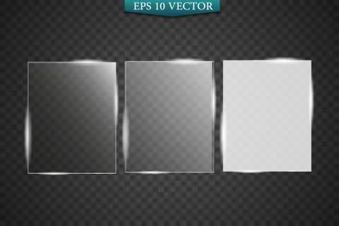 Glass plates are installed. Vector glass banners on a transparent background Stock-Illustration