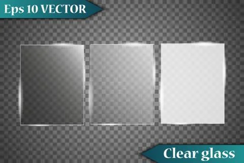 Glass plates are installed. Vector glass banners on a transparent background Illustration
