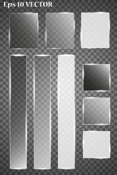 Glass plates are installed. Vector glass banners on a transparent background Stock Illustration