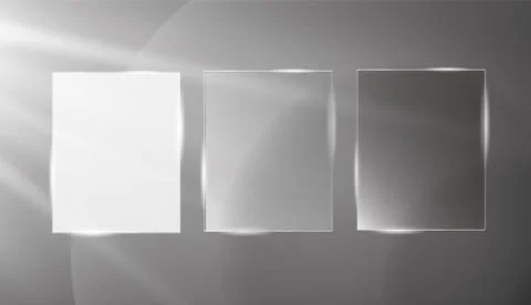 Glass plates are installed. Vector glass banners on a transparent background Illustrazione stock