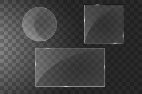 Glass plates are installed. Vector glass banners on a transparent background Stock Illustration