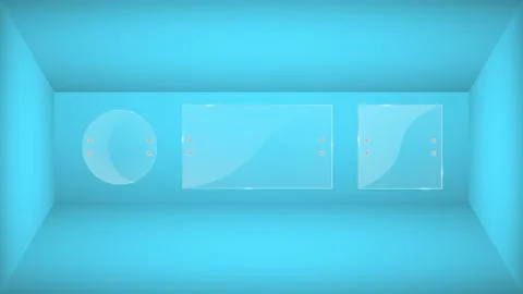 Glass plates are installed. Vector glass banners on a blue background. Glass Stock Illustration