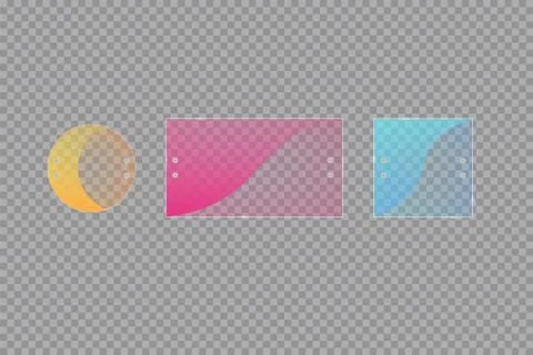Glass plates are installed. Vector glass banners on a transparent background Stock Illustration