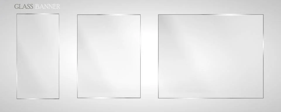 Glass plates are installed. Vector glass banners on a transparent background Illustrazione stock