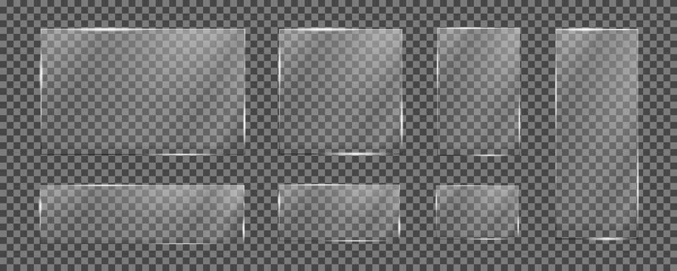 Glass plates are installed. Vector glass banners on a transparent background Stock-Illustration
