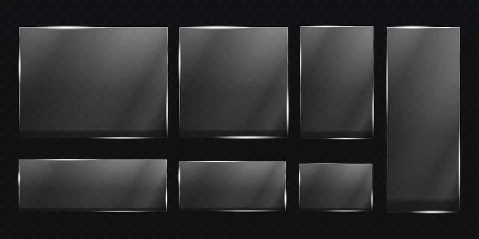 Glass plates are installed. Vector glass banners on a transparent background Stock-Illustration