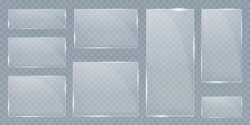 Glass plates are installed. Vector glass banners on a transparent background Stock-Illustration