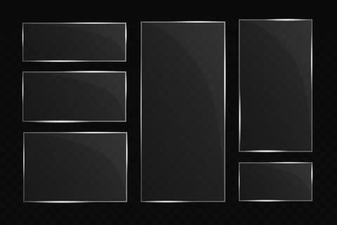 Glass plates are installed. Vector glass banners on a transparent background Illustrazione stock