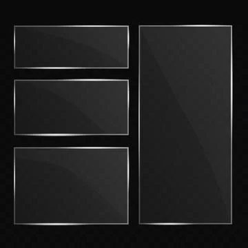 Glass plates are installed. Vector glass banners on a transparent background Ilustração Stock