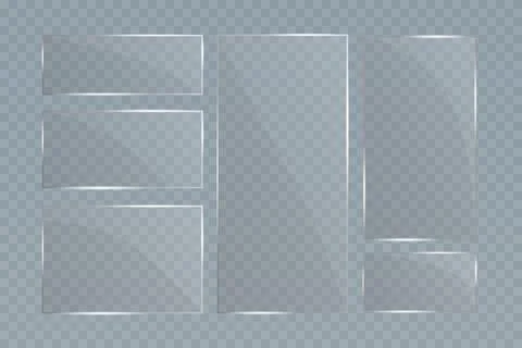Glass plates are installed. Vector glass banners on a transparent background Stock-Illustration