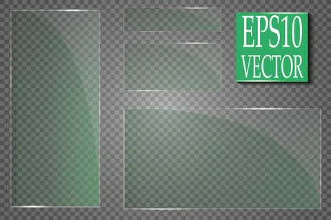 Glass plates are installed. Vector glass banners on a transparent background Illustrazione stock