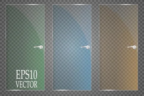 Glass plates are installed. Vector glass banners on a transparent background Stock-Illustration