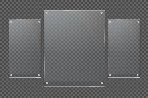 Glass plates are installed. Vector glass banners on a transparent background Stock-Illustration