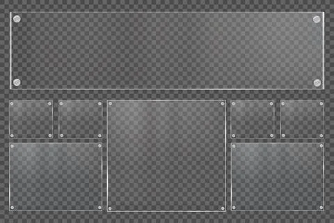 Glass plates are installed. Vector glass banners on a transparent background イラスト素材