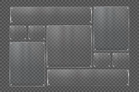 Glass plates are installed. Vector glass banners on a transparent background Ilustração Stock