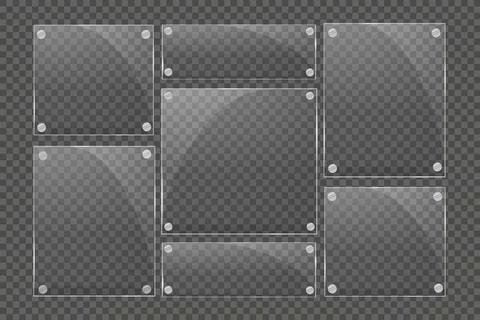 Glass plates are installed. Vector glass banners on a transparent background イラスト素材