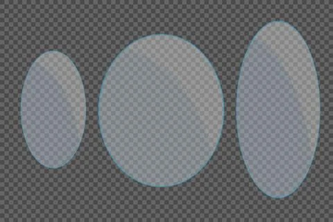 Glass plates are installed. Vector glass banners on a transparent background Stock Illustration