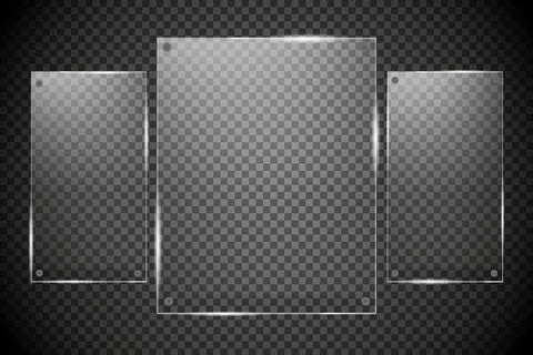 Glass plates are installed. Vector glass banners on a transparent background Stock-Illustration